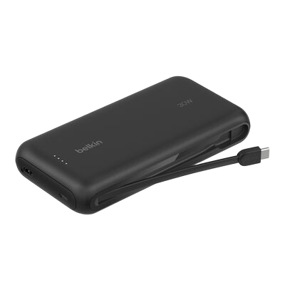 Belkin BoostCharge Power Bank 20 000 Mah- Power Delivery 30 Watt with USB-C Integrated Cable and USB-C & USB-A Ports - Black