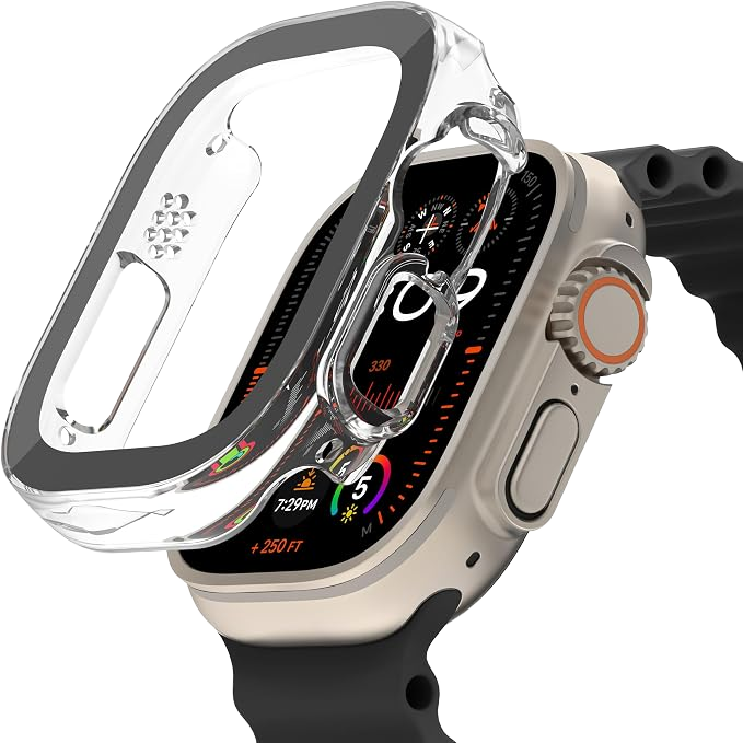 Belkin - ScreenForce TemperedCurve 2-in-1 Treated Screen Protector + Bumper for Apple Watch Ultra/Ultra 2 and Ultra 3 - Clear