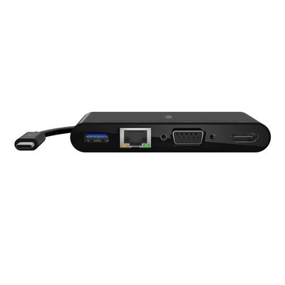 Belkin - USB-C Multimedia Adapter with Ethernet, USB-A 3.0, VGA, and 4K HDMI Port - Black