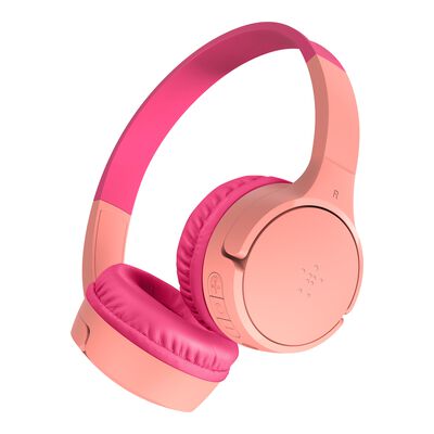 Belkin - SoundForm Mini Kids Wireless Headphones with Built-In Microphone, 30H of Playback Time, & Fun Stickers - Over-Ear Headsets for Online Learning, School, Travel, iPhone, iPad, Galaxy - Pink