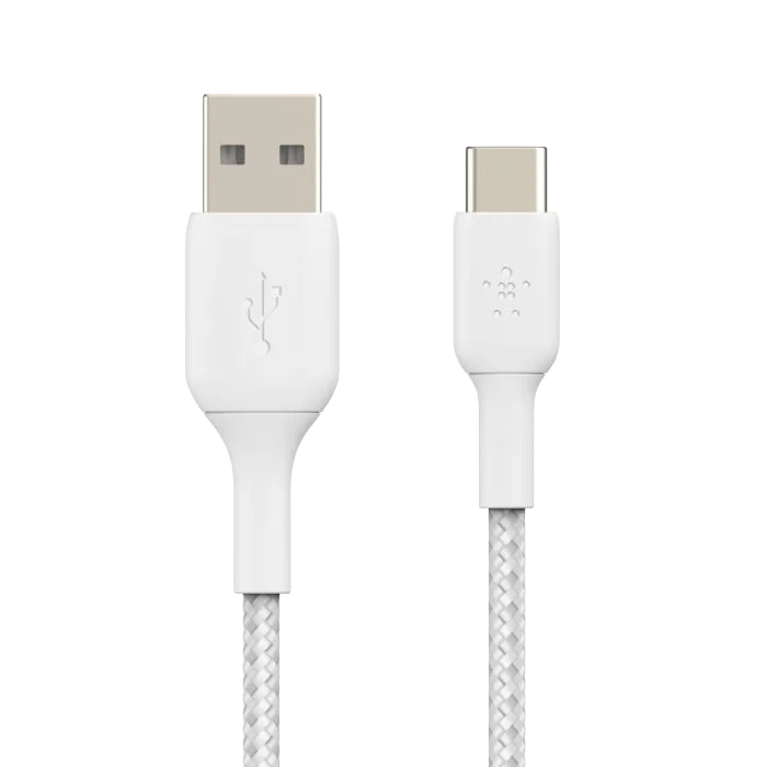 Belkin - BoostCharge Pro Flex Braided USB-A to USB-C - White