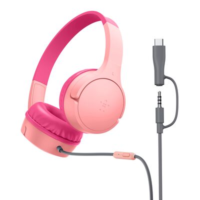 Belkin - SoundForm Mini Wired On-Ear Headphones - USB-C & 3.5mm - Pink