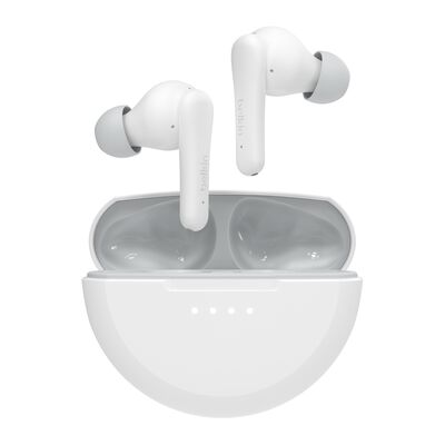 Belkin SoundForm Nano 2 Bluetooth Earbuds for Kids with Built-in Microphone 28H Battery Life Safe 85dB Volume IPX5 Water Resistance - White