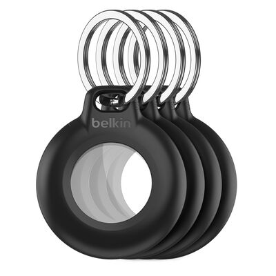 Belkin - 4 Pack - Waterproof Apple AirTag Secure Holder with Key Ring  - Black