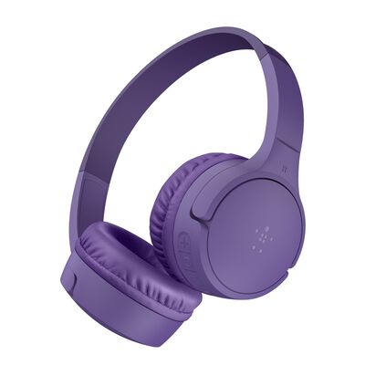 Belkin - SoundForm Mini Kids Wireless Headphones with Built-In Microphone, 30H of Playback Time, & Fun Stickers - Over-Ear Headsets for Online Learning, School, Travel, iPhone, iPad, Galaxy - Purple
