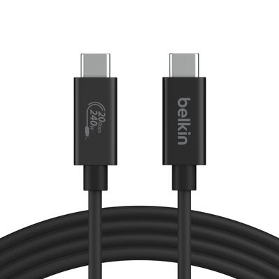 Belkin - Connect USB4 Cable - USB-C to USB-C 240 Watt - 20Gbps 2 Meter Cable - 4K 60Hz resolution - Black