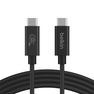 Belkin - Connect USB4 Cable - USB-C to USB-C 240 Watt - 20Gbps 2 Meter Cable - 4K 60Hz resolution - Black
